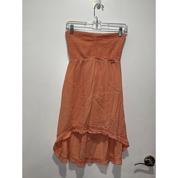 Volcom Peach  Strapless Smocked High-Low Pull On Unlined Women's Dress Size S - Picture 2 of 9